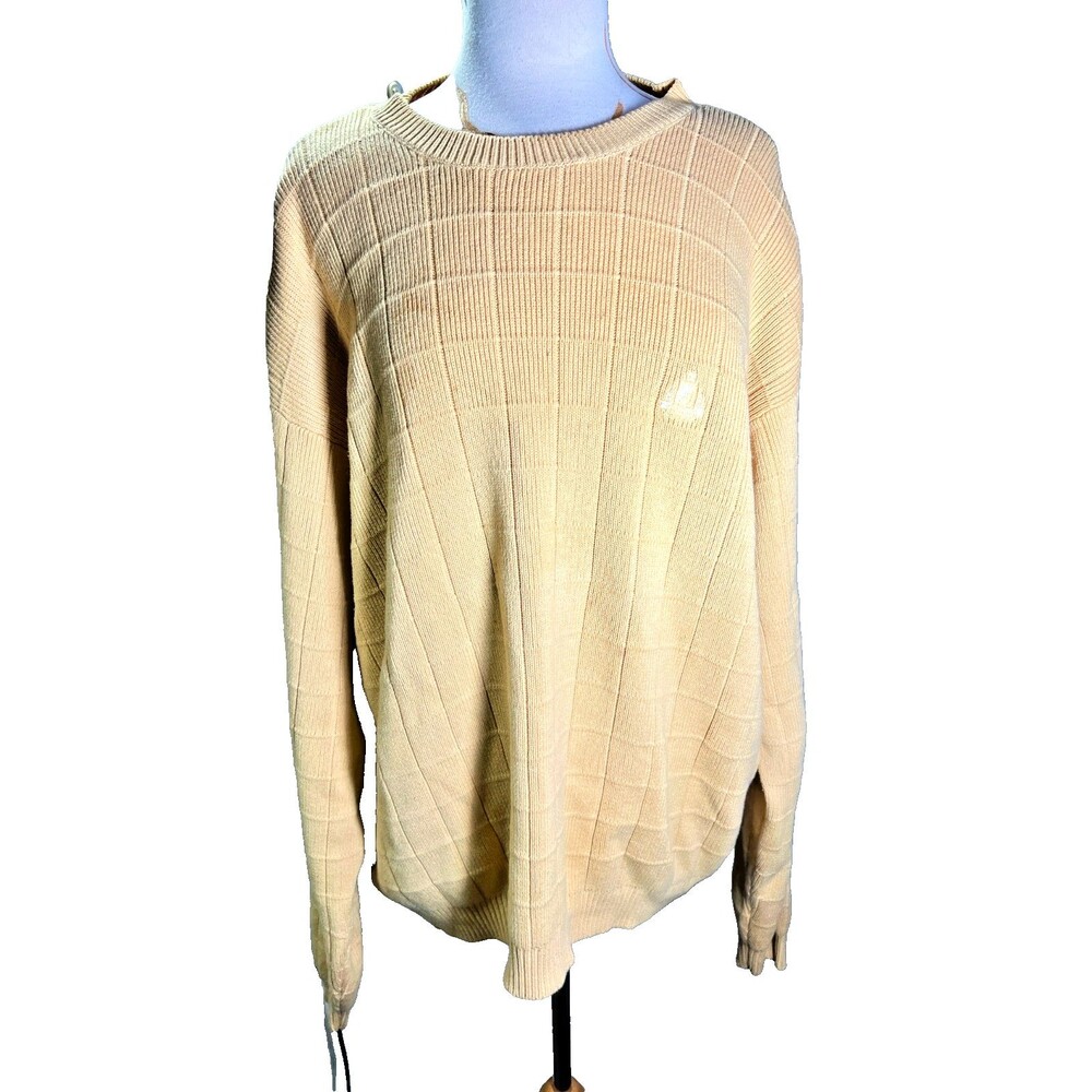 IZOD Sweater Size XXL Men's Vintage 90's Classic Textured Yellow Heritage Brand